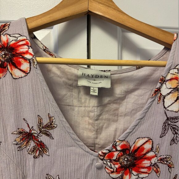 Short-Sleeved Summer Dress - Maxi Length - Women's Large - Purple, Floral - Picture 2 of 4